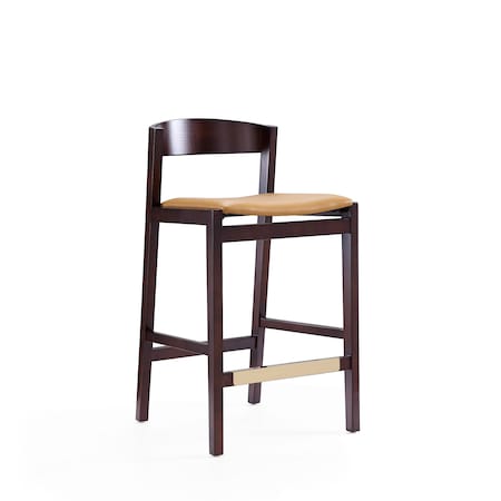 Manhattan Comfort Klismos Counter Stool in Camel and Dark Walnut CS007-CL